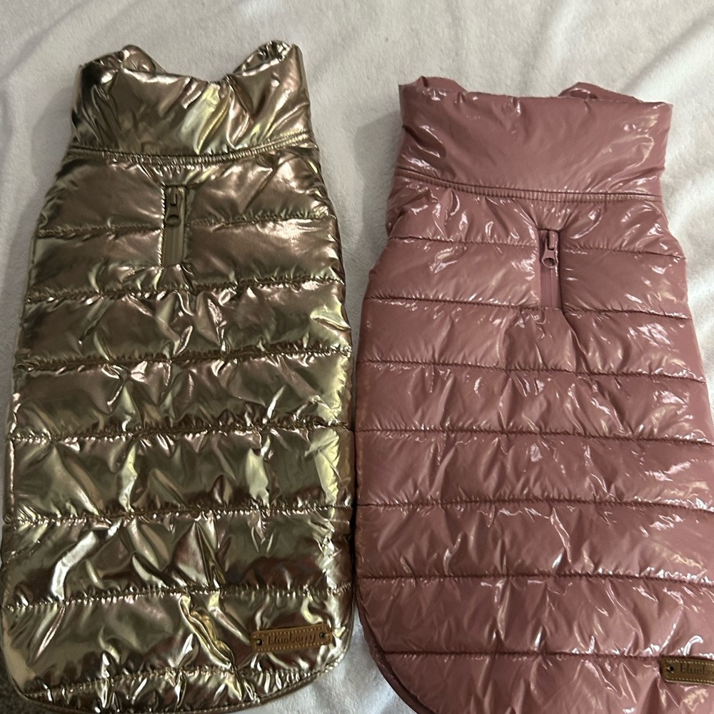 Blueberry Metallic Gold and Pink Dog Jackets M